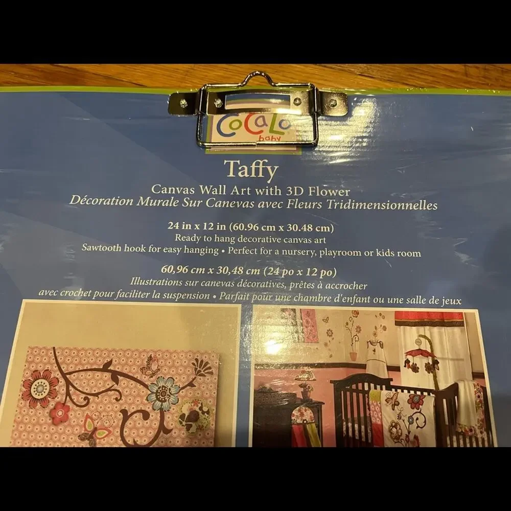 CoCaLo Baby Taffy Canvas Wall Art with 3D Flower Pink 24” x 12”